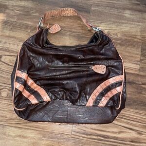 Faux Leather Cocoa-Tan Distressed Purse